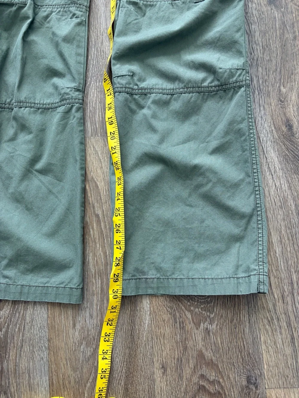Y2K BeBop Olive Green Low Rise Cargo Pants Wide Leg Utility Ribbon Belt Size 9